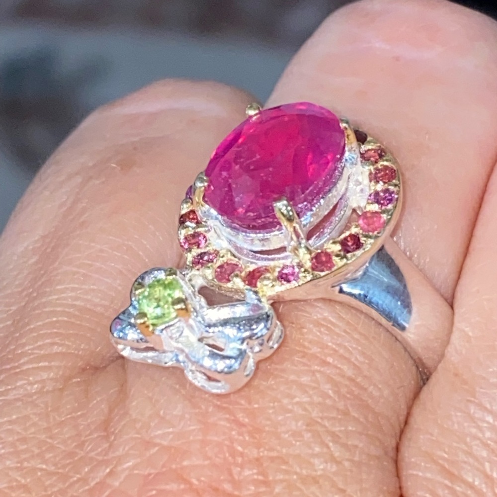 Classy Genuine Ruby Ring With Gemstones - image 7